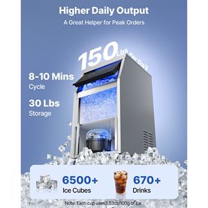Macchina Professionale per Produzione Ghiaccio (68 kg/24h, 13,6 kg di Capacità, Acciaio Inox, Integrabile/Autonoma/Sottobanco) - Product Image 2