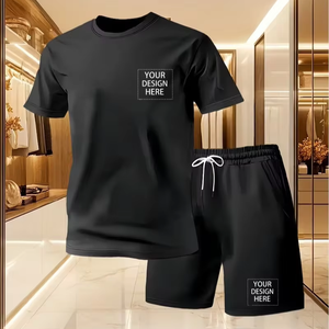 Men's Summer Casual Custom T-Shirt Shorts Set ODM Crew Neck Short-Sleeve - Product Image 1