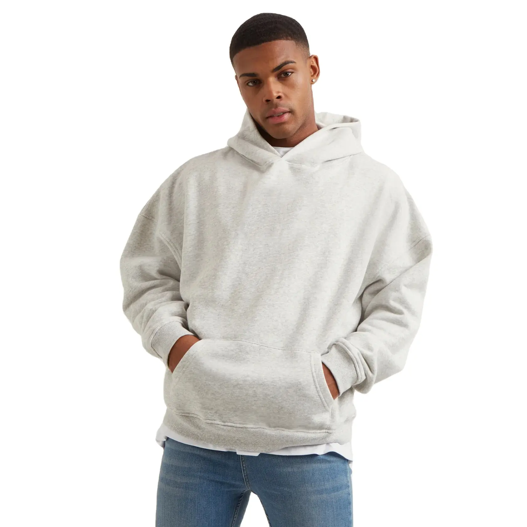 Blank No String Oversized Thick Hoodie Custom Design Brand Clothing Cotton Street Wear Men Hoodie