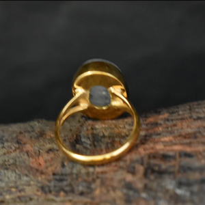 Bague en pierre de lune plaquée or 18 carats, argent sterling 925, bijoux bohèmes faits à la main, cadeau d'anniversaire - Product Image 6