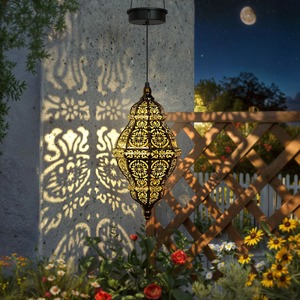 A.M.I Iron Waterproof Durable Portable Lantern Natural Perforated Floral Pattern Handmade Eco-Friendly <b>Heat</b> Resistant Christmas - Product Image 5