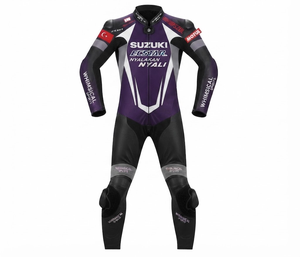 ชุดจั๊มสูทหนังแท้พรีเมียม Suzuki MotoCP Racing 1 ชิ้น/ชุดขับขี่พร้อม Hump Level 2 CE ผลิตตามสั่ง - Product Image 1