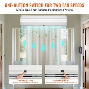 Barriera d'Aria Commerciale da Interno a Parete da 36 Pollici, Super Potente, 2 Velocità, 900CFM, con Pali e Binari per Porte Interne - Product Image 6