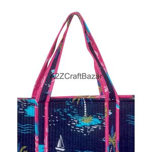 Handmade Boho Floral Quilted Cotton Tote <b>Bag</b> Eco-Friendly Sustainable Design Daily Handle Reusable Logo <b>Gifts</b> - Product Image 2