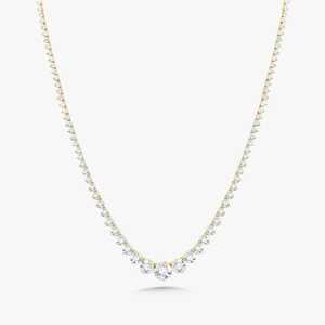 สร้อยคอเทนนิสเพชร ทองคำแท้ 14K 18K ทรงกลมไล่ระดับ  เพชรเลี้ยงในห้องปฏิบัติการ  ตัวล็อกแบบก้ามกุ้ง  สามขา  ยาว 17 นิ้ว  เครื่องประดับแบบเลเยอร์  ขายส่ง - Product Image 1