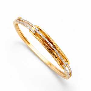 18ct Rose Gold Diamond Accent <b>Bangle</b> <b>Bracelet</b> for Women Twisted Textured Design Fine Jewelry Wedding Party Gift - Product Image 3