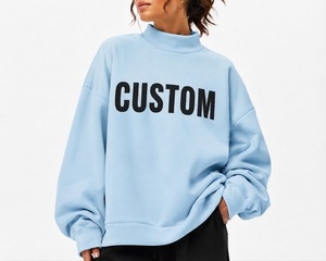 Pull-over surdimensionné personnalisé pour femme, col montant, teint en pièce, coupe ample, décontracté, pour le quotidien, fabricant OEM en gros - Product Image 1