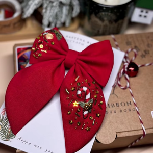 Noeuds pour cheveux brodés à la main en perles de rocaille écologiques pour filles - Conception personnalisée pour usage quotidien et mariage - Product Image 1