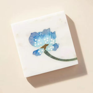Wholesale Green Flower Inlay Marble <b>Coasters</b> Decorative <b>Drink</b> <b>Coasters</b> with Stone Inlay Handcrafted Tableware Supplier - Product Image 3