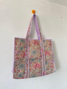Vintage Floral Print Cotton Tote <b>Bag</b> <b>Large</b> Capacity Casual Shoulder <b>Bag</b> Reusable Grocery Shopping <b>Beach</b> Travel Handbag - Product Image 1