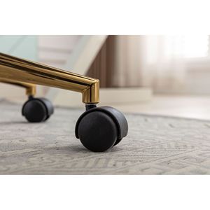 Sedia da Ufficio Moderna con Altezza Regolabile, Rotazione a 360°, Rivestimento in Tessuto Teddy, Gambe in Metallo Dorato, Ruote Universali - Product Image 4