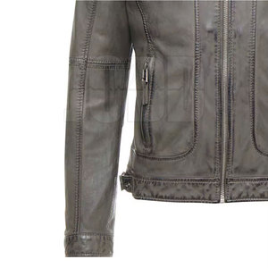 Vestes en cuir de haute qualité pour hommes, style streetwear, fermeture éclair sur le devant, logo, col montant, couleurs et tailles personnalisables - Product Image 4