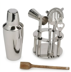 Juego de barra metálica de acero inoxidable Juego de coctelera Boston sólida con herramientas de barra - Product Image 1