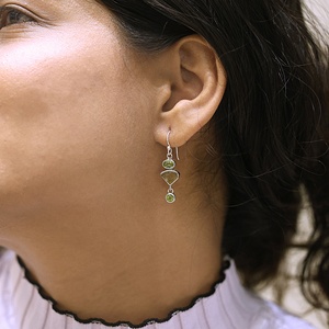 Wholesale 925 Sterling <b>Silver</b> Natural Peridot & Citrine Birthstone Dangle <b>Earrings</b> Handmade Gemstone Jewelry for Women - Product Image 2