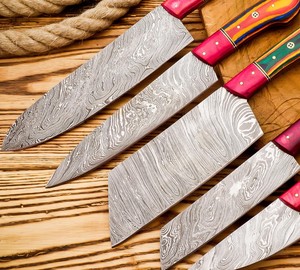 Hand Forged 67-Layer Damascus Steel <b>Sharp</b> Chef <b>Knife</b> <b>Set</b> Wood Handles | 5-Piece Ambidextrous Luxury Kitchen <b>Knife</b> Gift 58-60 HRC - Product Image 3