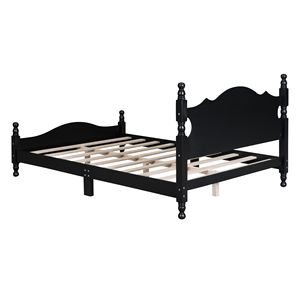 Full Size Retro Style Wood <b>Platform</b> <b>Bed</b> <b>Frame</b> with Black Wooden Slat Support - Product Image 6