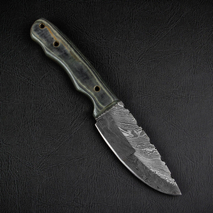 Couteau de chasse artisanal en acier de Damas, couteau de bushcraft haut de gamme, lame en acier forgé à la main, manche en bois, survie en plein air - Product Image 1