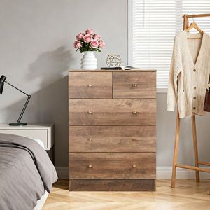 Mobiletto Organizzatore con Maniglie Oro Opaco, 3+2 Cassetti, Finitura Melaminica Testurizzata Grigia, Dimensioni 66*40*91cm - Product Image 1