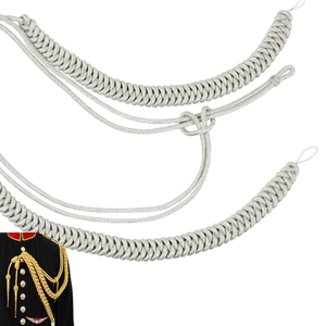 Silver <b>Braided</b> Metallic <b>Cord</b> Aiguillette for Uniform Garment Classical Style - Product Image 2