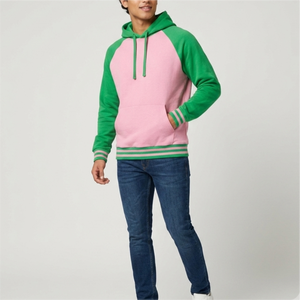 Sudadera con Capucha Oversize Unisex Rosa y Verde con LOGO Personalizado, de Algodón French Terry, con Bolsillo, Ajuste Regular, para Otoño - Product Image 3