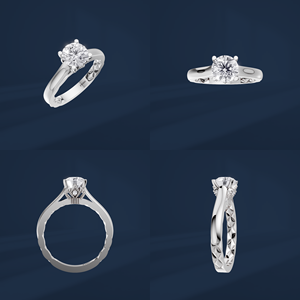 Bague de fiançailles classique pour femme avec diamant rond taille brillant de 1 carat en platine PT950 - Product Image 6