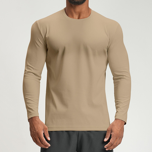 T-shirt Homme Sportif à Manches Longues Personnalisable, Respirant, Couleur Unie, Coupe Classique, Nouvelle Tendance, Séchage Rapide - Product Image 6