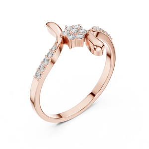 Diseño de banda entrelazada/torcida con pequeños diamantes a lo largo de la banda (estilo pavé) Acabado en oro rosa sobre plata 925 - Product Image 4