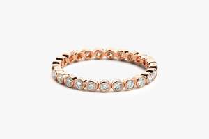 14k Yellow Gold Lab Grown Diamond Band Bezel Set Round Cut <b>Full</b> Eternity Thin Band Minimalist Dainty Band Women's Fine Jewelry - Product Image 4