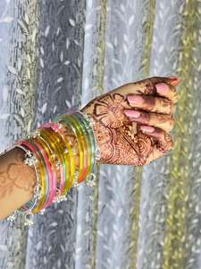 Vibrant Multicolor Kashmiri <b>Glass</b> <b>Bangles</b> Set Transparent Jelly Style with Silver Ghungroo Traditional Handmade Jewelry - Product Image 2
