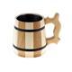 Chope à bière en bois avec bandes noires, poignée sculptée, design traditionnel, écologique, vaisselle pour la maison - Product Image 2