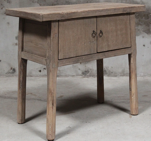 Console rustique en bois massif avec armoire de rangement, finition antique, meuble d'entrée ou de salon - Product Image 2