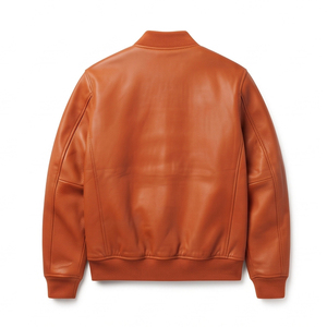 Chaqueta de Cuero Genuino Personalizada, Chaqueta de Cuero con Cierre y Cuello Redondo para Hombre y Mujer, Chaqueta de Cuero Unisex de Estilo Casual Urbano - Product Image 2