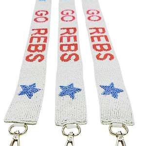 Go Cats Beaded <b>Bag</b> Strap Embroidery Work <b>Blue</b> Paws Print Glass Seed Beads Crossbody Shoulder Belt Replacement Wide Purse Handle - Product Image 2