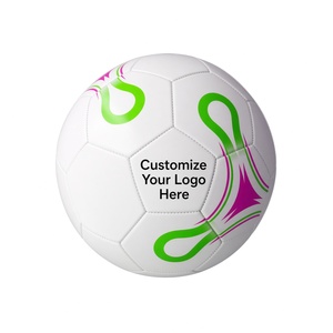Ballon de football personnalisable blanc avec design vert et rose, durable, léger, 0,5 kg - Product Image 3