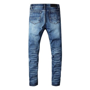 Pantalones Vaqueros Acampanados Elásticos de Moda para Hombre, Cintura Alta, Lavado Nieve, Transpirables, Ecológicos, Estilo Urbano, Rotos, de Alta Calidad - Product Image 1