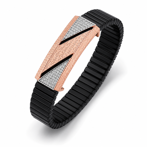 18K Rose Gold Diamond Geometric Link Bracelet for Women High Polish Luxury Contemporary Daily Wear Party Wedding Gift Jewelry - Product Image 2