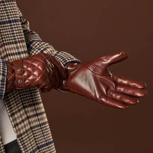 lambskin leather <b>gloves</b> with cashmere lining and checkered pattern - Product Image 1