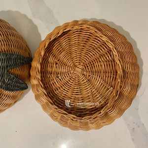 Rattan Pumpkin Basket Decorative Autumn Harvest <b>Lid</b> Eco-Friendly Wicker Handmade Tabletop <b>Gift</b> <b>Box</b> Halloween Thanksgiving Decor - Product Image 3