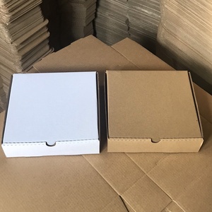 Kraft Paper Pizza Box <b>Square</b> Rectangle Disposable Food Packaging Slotted Design for Takeout Use - Product Image 3