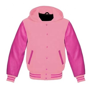 Sudadera con Capucha de Lana para Hombre, Chaqueta Bomber Varsity de Béisbol con Mangas de Cuero Genuino, Bordado Personalizado en la Parte Delantera, Impermeable - Product Image 1