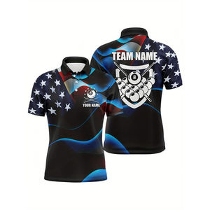Camiseta Polo Personalizada con Estampado de Billar, Camiseta de Golf Novedosa con Nombre, Número y Logotipo Impresos, Top Deportivo Informal para Hombre - Product Image 4