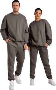 Ensemble de survêtement unisexe élégant 2 pièces, sweat-shirt à col rond de qualité supérieure, pantalon de jogging, tenue décontractée et de sport - Product Image 5