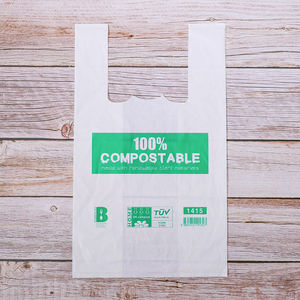 Bolsa de camiseta compostable ecológica de Material PLA Huella de carbono baja Multiusos Precio al por mayor personalizado Fábrica de Vietnam - Product Image 5