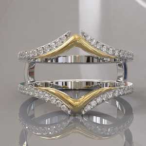 Anneau de rehaussement personnalisable, Enveloppe d'anneau Aggie, Enveloppe d'anneau diamant, Anneau assorti en moissanite, Anneau éternité, Bande éternité diamant - Product Image 5