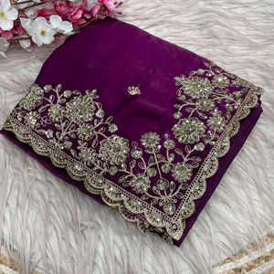 Exclusivo Sari de Satén Fendi con Diseño de Diseñador, Blusa Elegante, Estilo Étnico Moderno, Última Tendencia India, Ropa de Fiesta Modesta para Mujer - Product Image 1