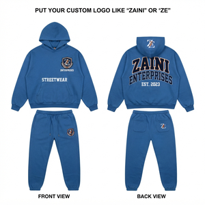 ชุดวอร์มผู้ชาย ZAINI ผ้าฝ้ายฟลีซ 350 กรัม สีส้มไหม้ ชุดฮู้ดดี้และกางเกงจ็อกเกอร์เนื้อหนา ปักโลโก้ด้วยไหมเชนีลแบบกำหนดเอง - Product Image 1