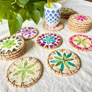 Rattan Mother Of Pearl Coaster <b>Placemat</b> Premium Quality Classic Tea Coaster Set Mats 300Mm Diameter - Product Image 6