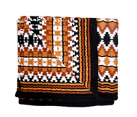 Tapis de selle d'équitation tout usage en coton à motif ethnique noir, blanc et orange pour dressage occidental