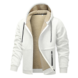 Veste d'hiver unisexe en polaire 100% laine, doublée de sherpa noir, fermeture éclair, capuche, poches, 300g - Product Image 3