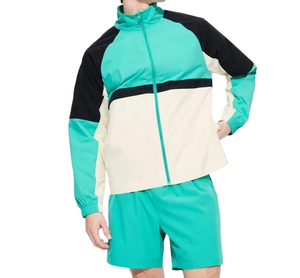 Veste coupe-vent américaine style streetwear d'été bicolore à col montant et fermeture éclair, imperméable, grande taille, avec blocs de couleur - Product Image 5